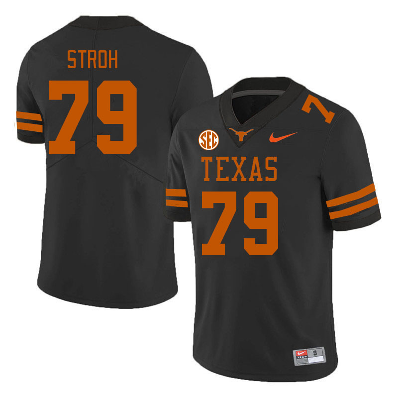 Texas Longhorns #79 Connor Stroh SEC Conference College Football Jerseys Stitched Sale-Black